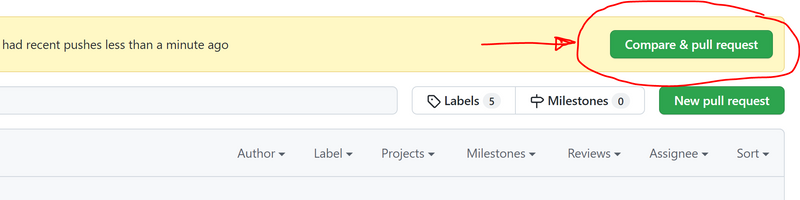 This yellow box shows up after you push you changes to the remote repository, which is your Github forked repo