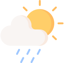 Weather icon - A cloud, rain and the sun behind it