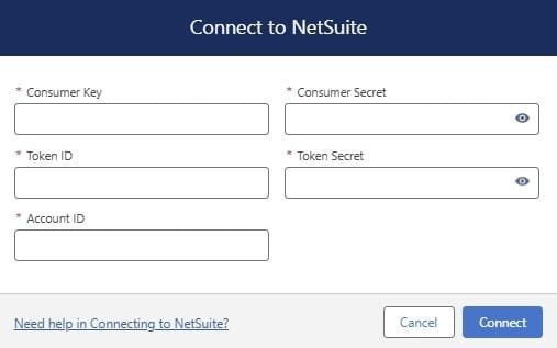 Entering NetSuite credentials