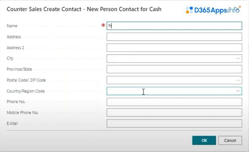 Counter Sales MS Dynamics Review Customer Selection