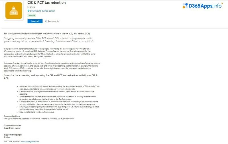 Top Compliance and Legal MS Dynamics CIS & RCT Tax Retention