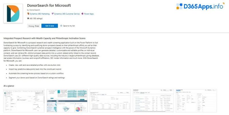 Dynamics Apps for Nonprofit & IGO Industry DonorSearch for Microsoft
