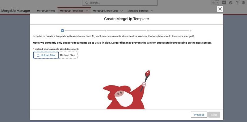 Create MergeUp Template