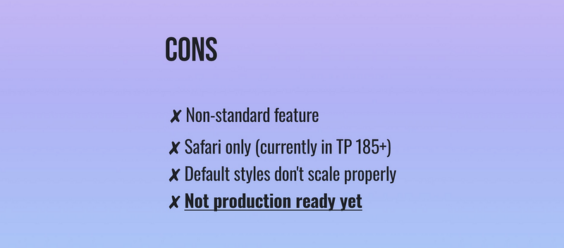 Summary of the cons in image format
