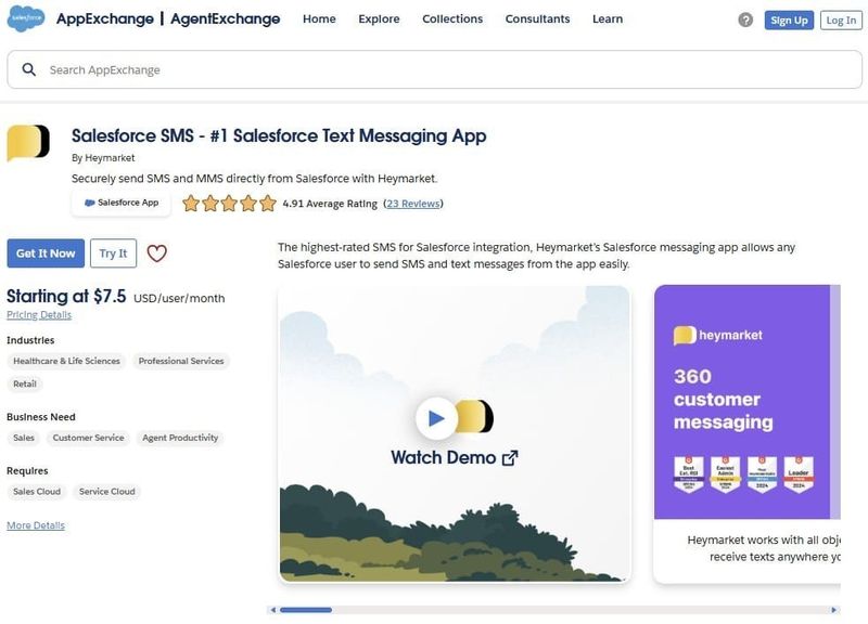 Salesforce SMS on AppExchange