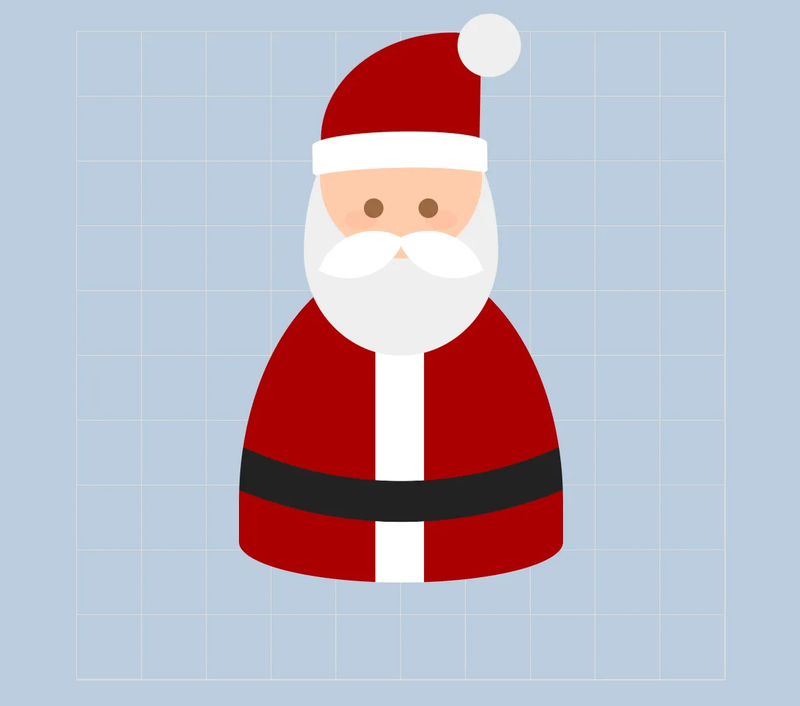 Cartoon of santa's head and body