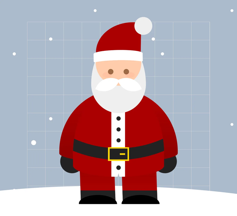 CArtoon of Santa Claus in a snowy field