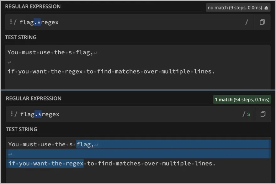 Regex s flag
