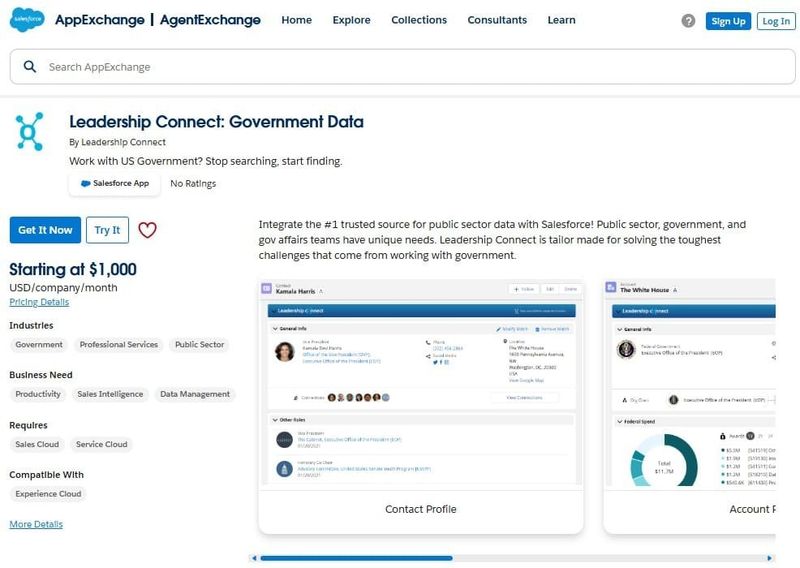 Leadership Connect Government Data on AppExchange
