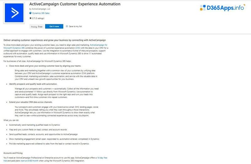 Top Marketing Dynamics 365 Apps ActiveCampaign Customer Experience Automation