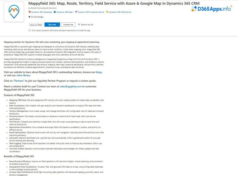Top Geolocation Microsoft Dynamics Apps MappyField 365