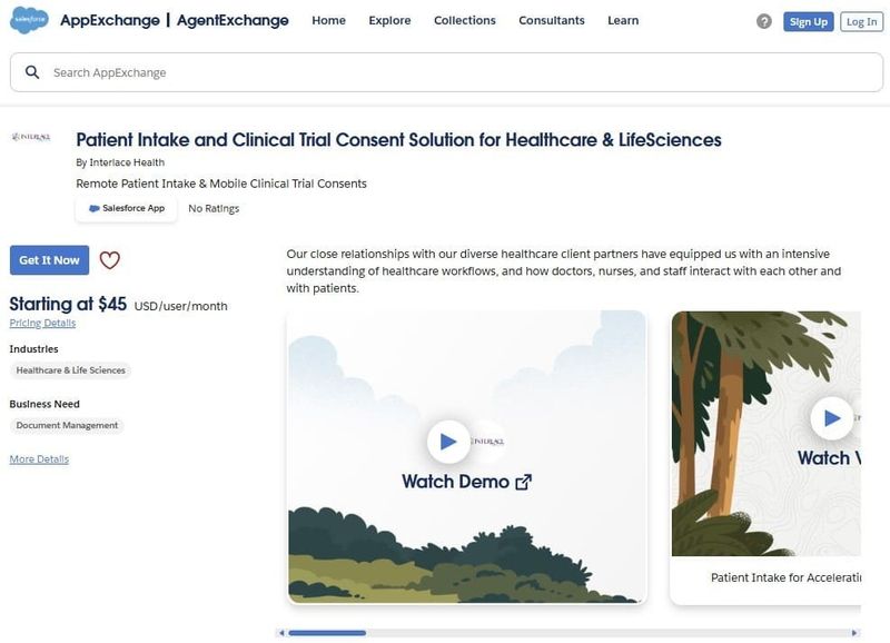 Interlace Health Patient Intake and Clinical Trial Consent Solution for Healthcare and LifeSciences on AppExchange