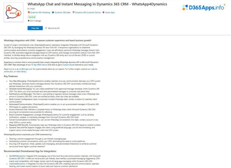 Top Collaboration Dynamics 365 Apps WhatsApp4Dynamics