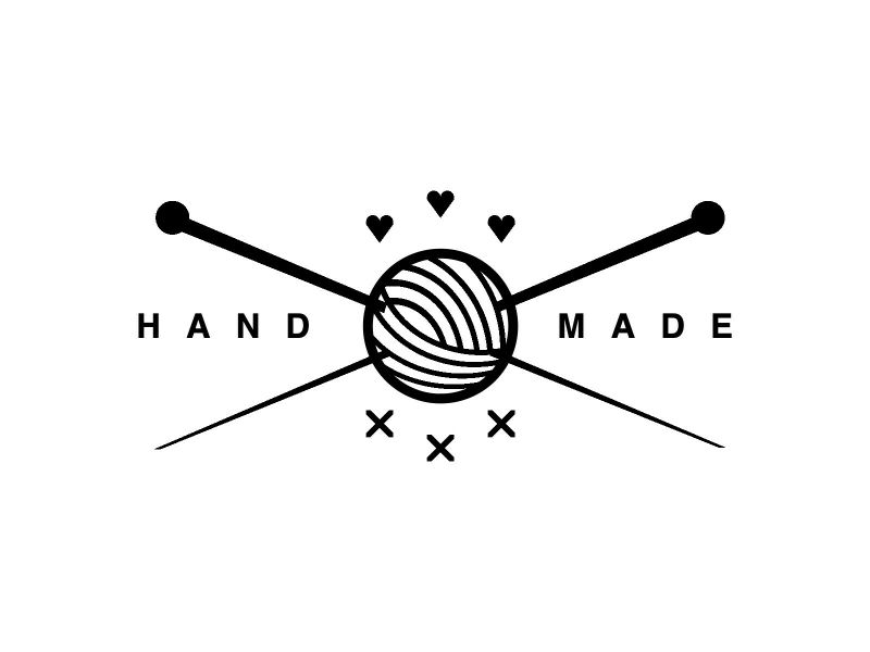Logo with a ball of yarn and two needles