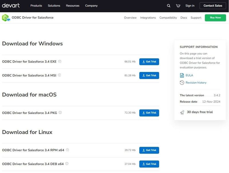 Packages for Different Operating Systems on the Download Webpage