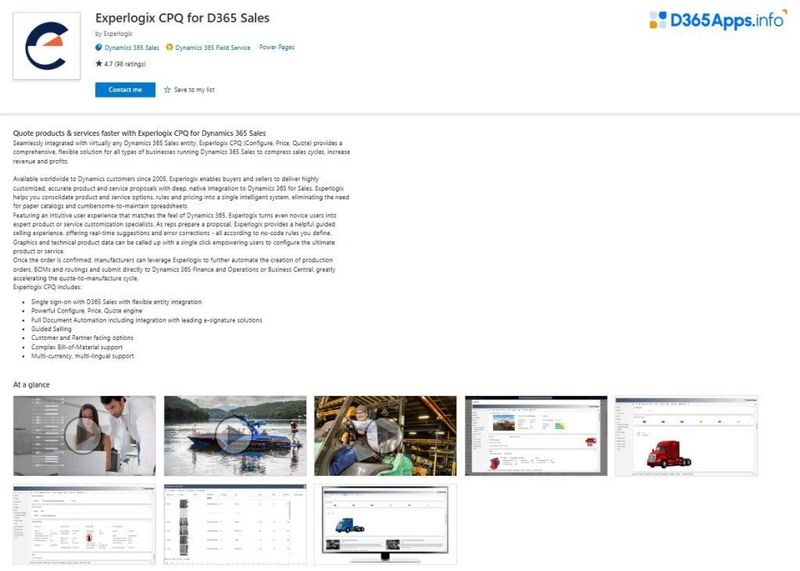 Dynamics Apps Retail Consumer Goods Industry Experlogix CPQ for D365 Sales