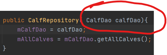 shows the dependency injection pattern