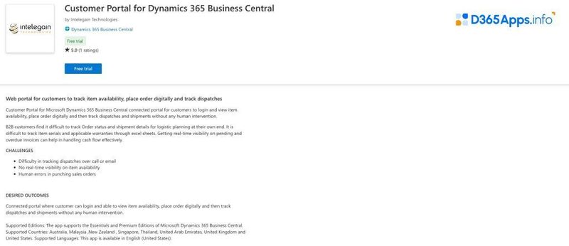 Dynamics Apps for Manufacturing Mobility Customer Portal for Dynamics 365 Business Central
