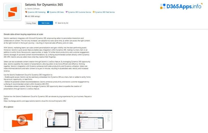 Dynamics Apps Financial Services Seismic for Dynamics 365
