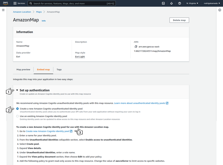 Amazon Location Service - Embed map