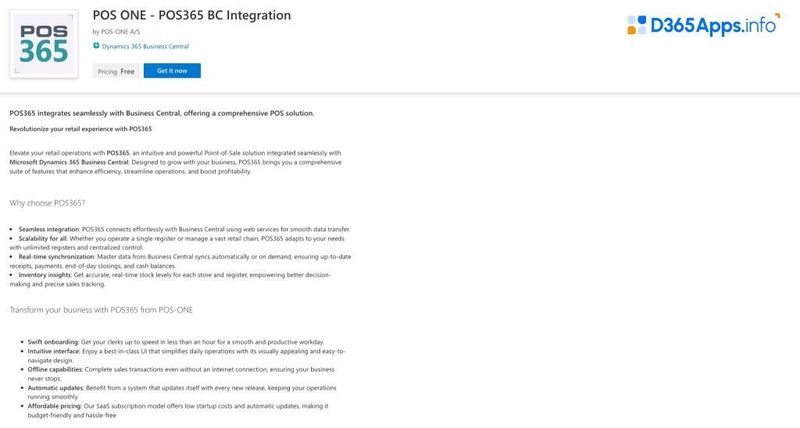 Top Microsoft Dynamics Apps for Professional services POS ONE - POS365 BC Integration
