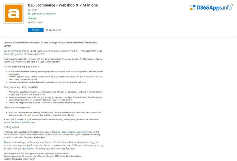 Top Commerce Dynamics 365 Apps B2B Ecommerce Webshop & PIM in One