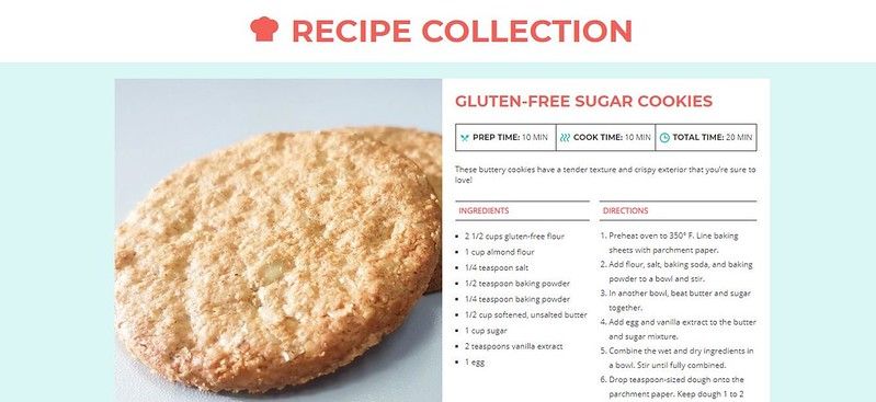 Recipe Card website with the two-column layouts