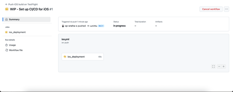 Workflow on GitHub Action Tab