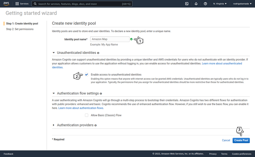 Amazon Location Service - New identity pool
