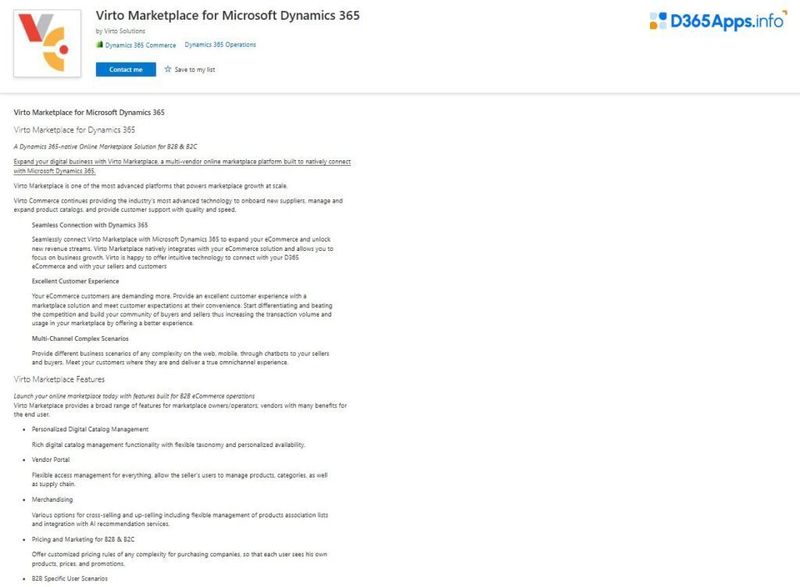 Dynamics Apps Retail Consumer Goods Industry Virto Marketplace for Microsoft Dynamics 365