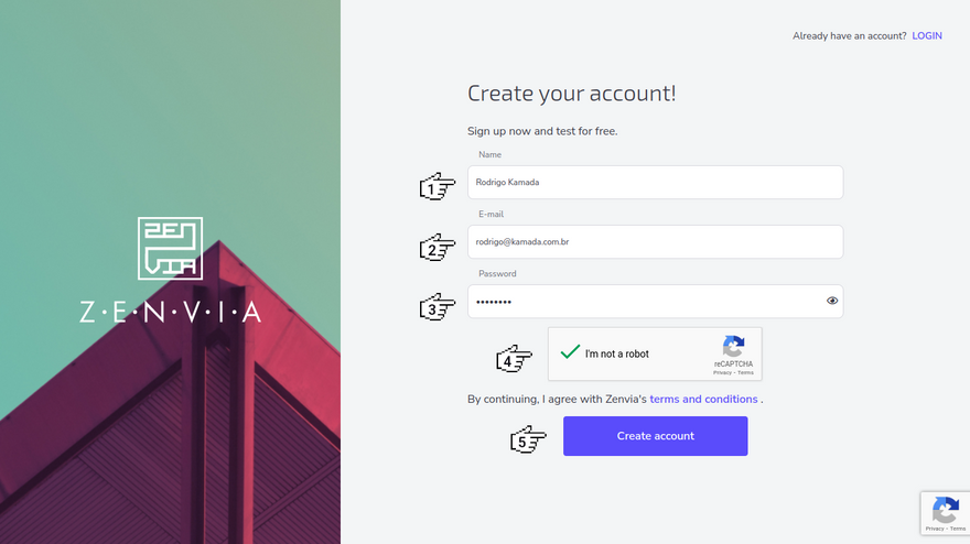 Zenvia - Create your account