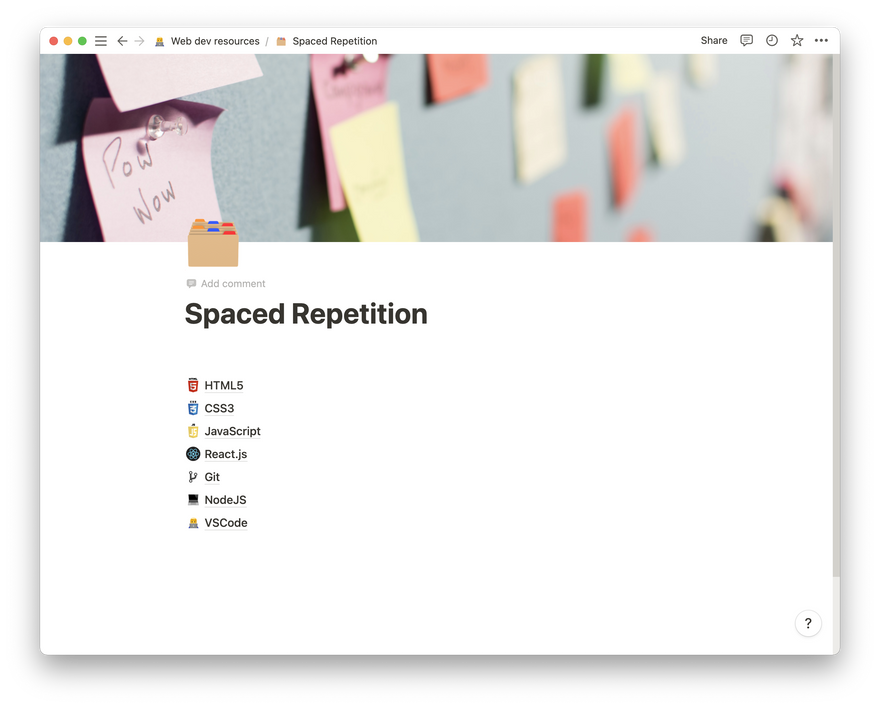 Spaced repetition topics