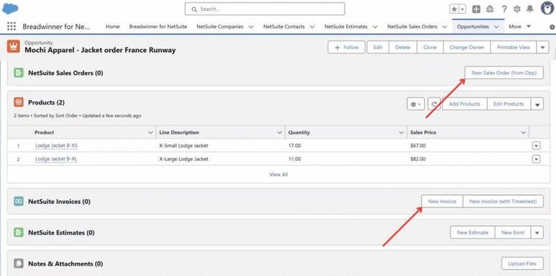 Buttons to create NetSuite records inside Salesforce