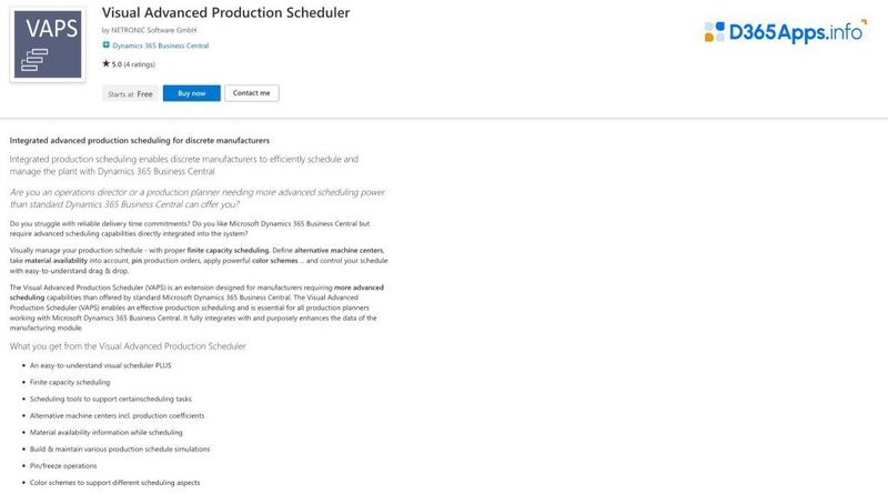 Top Project Management Dynamics 365 Apps Visual Advanced Production Scheduler