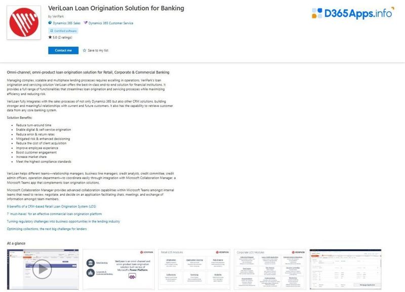 Dynamics Apps Financial Services VeriLoan Loan Origination Solution for Banking